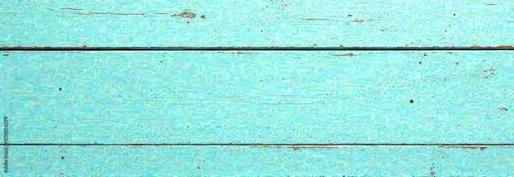 Naklejka premium Light blue green wood texture. Old weathered shabby wood surface. Turquoise vintage background with copy space for design. Wide banner.