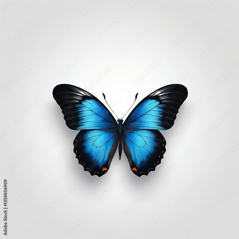 Fototapeta premium Blue Morpho Butterfly on White Background