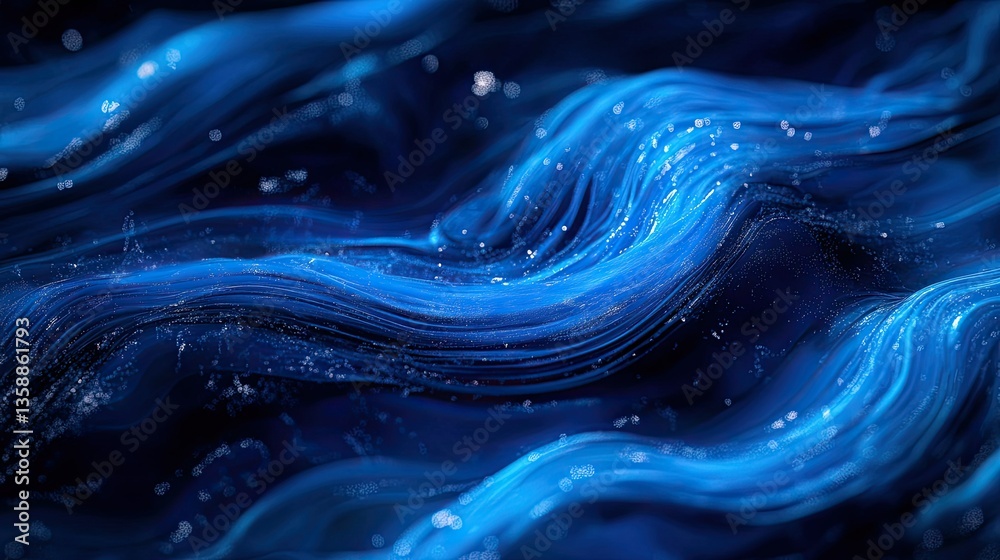Obraz premium Abstract Blue Fluid Flow: Dynamic Blue and Black Fluid Flow Representing Energy and Depth --ar 16:9 --style raw --stylize 250 --v 6.1 Job ID: 5235fb61-48d0-4502-a9c8-93fdd2f9505d