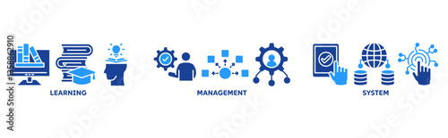 LMS icon set illustration concept with icon of Learning, Management, System 