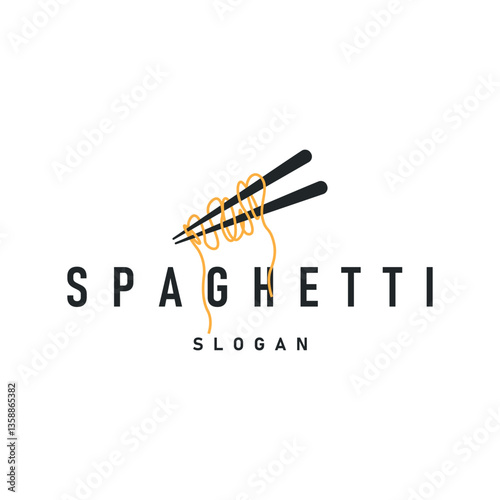 spaghetti logo design Italian noodle food with delicious taste with a simple minimalist concept, vintage illustration of a product brand template