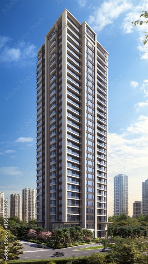 A sleek, modern skyscraper towers against a clear blue sky, its glass facade reflecting sunlight. Surrounding it are bustling streets filled with pedestrians and cars, creating a vibrant urban scene. A sleek, modern skyscraper towers against a clear blue sky, its glass facade reflecting sunlight. Surrounding it are bustling streets filled with pedestrians and cars, creating a vibrant urban scene.