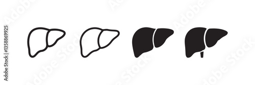 Liver Icon Set Human Organ Anatomy Medical Vector