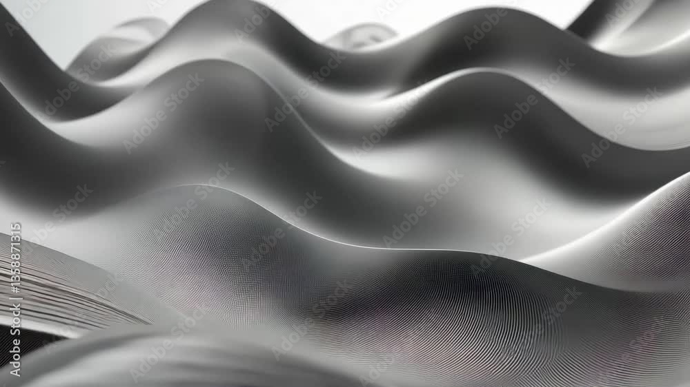 Abstract Monochrome Digital Waves with Gradient Shadows and Textured Surface Abstract Monochrome Digital Waves with Gradient Shadows and Textured Surface