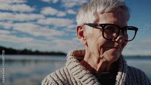The Elderly Woman by Lake
