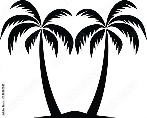 A Palm Tree Icon Silhouette Illustration on White Background.