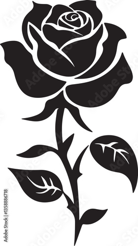 A Simple Rose with Leaves Vector Illustration on white Background.