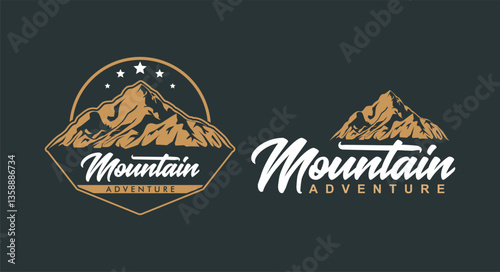 mountain adventure hiking expedition vintage hipster retro logo badge label sticker element design design Perfect for apparel prints, posters