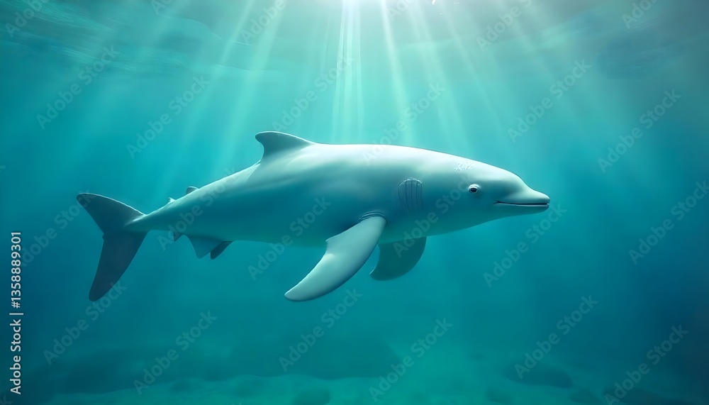 Fototapeta premium Underwater Dolphin Portrait Highlighting Marine Beauty And Natural Ocean Ambiance