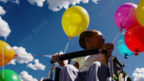 The Child with Colorful Balloons