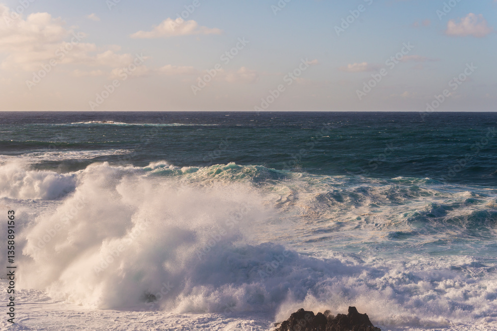 Big storm waves in Porto Moniz, on the Madeira Atlantic coastline