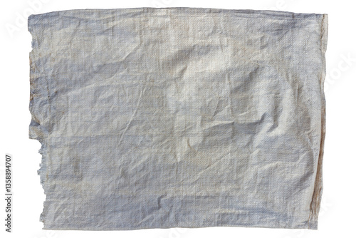 Wrinkled and Torn Old White Woven Sack Fabric