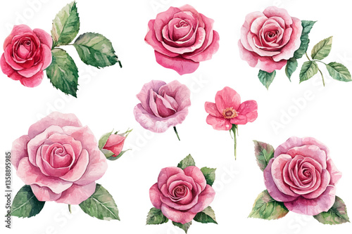 Beautiful bunch flowers set watercolor design	
