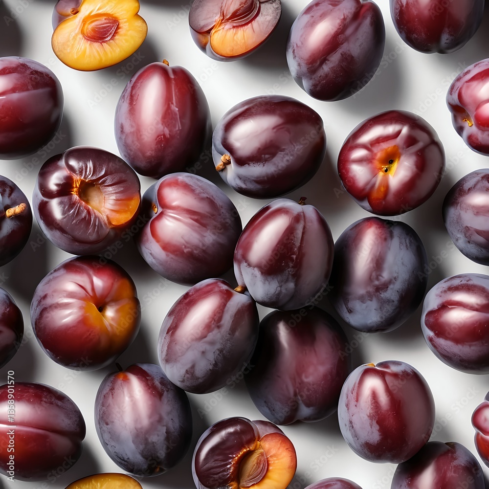 Obraz premium Plums Flat Lay