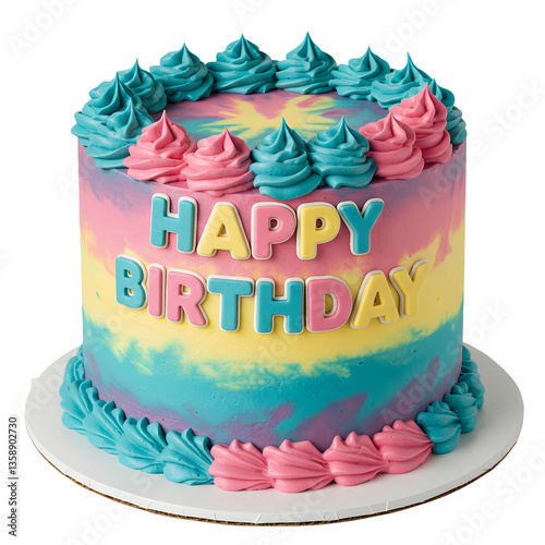 Birthday cake with candles, bright lights