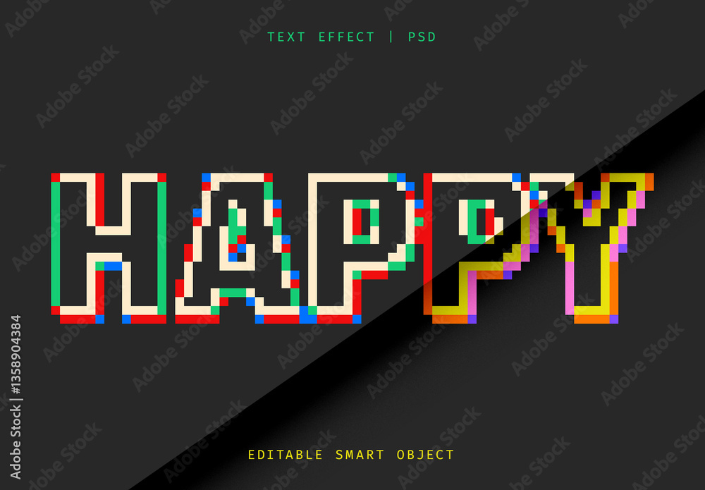 Pixelated Text Paper Colorful Pixelated Text Effect Stock Template | Adobe Stock