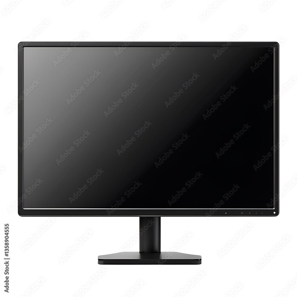 Black widescreen computer monitor on stand Black widescreen computer monitor on stand