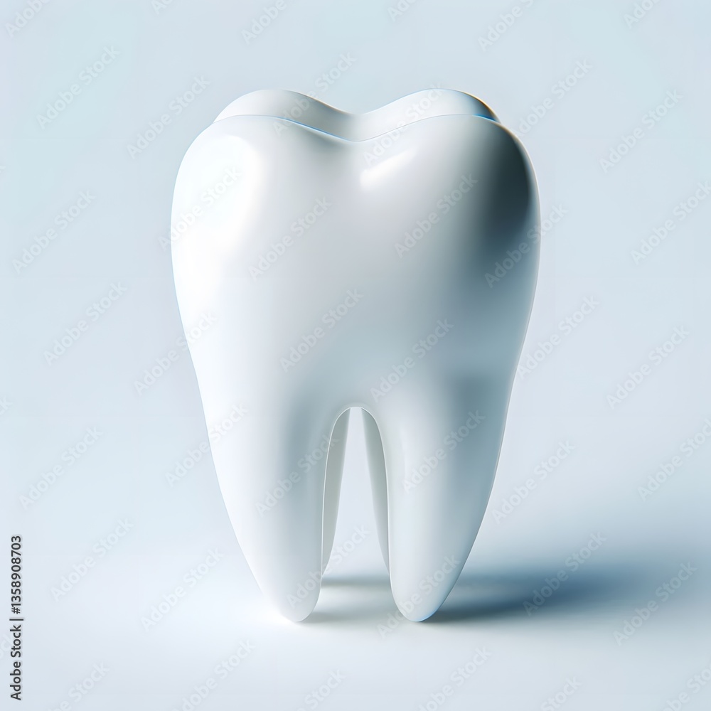 A white tooth isolated on a white background