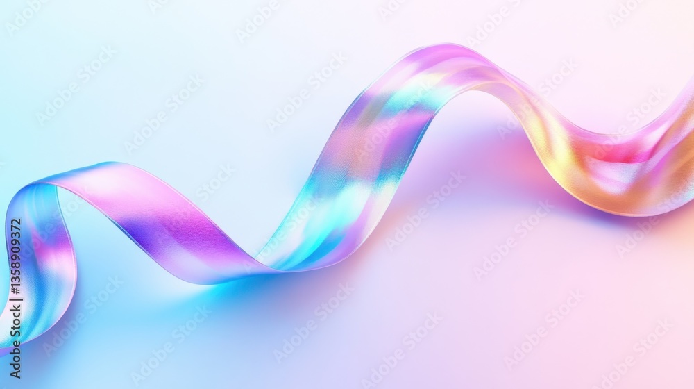 Vibrant iridescent ribbon with soft glowing colors, liquid wave effects, and a holographic aesthetic. Vibrant iridescent ribbon with soft glowing colors, liquid wave effects, and a holographic aesthetic.