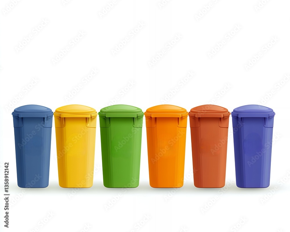 Colorful Recycling Bins Waste Disposal Eco Friendly blue tidy reuse green brown metal Colorful Recycling Bins Waste Disposal Eco Friendly blue tidy reuse green brown metal