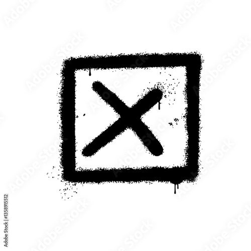Cross symbol in a box drawn with graffiti art