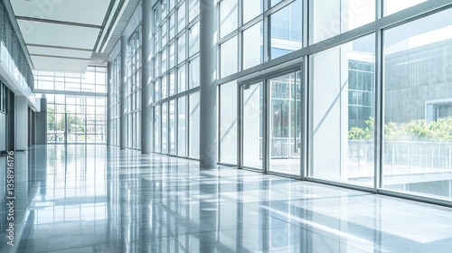 Wallpaper Mural Bright school corridor with modern design, clean walls, and plenty of natural light reflecting off polished floors, ideal for adding text or visuals.   Torontodigital.ca