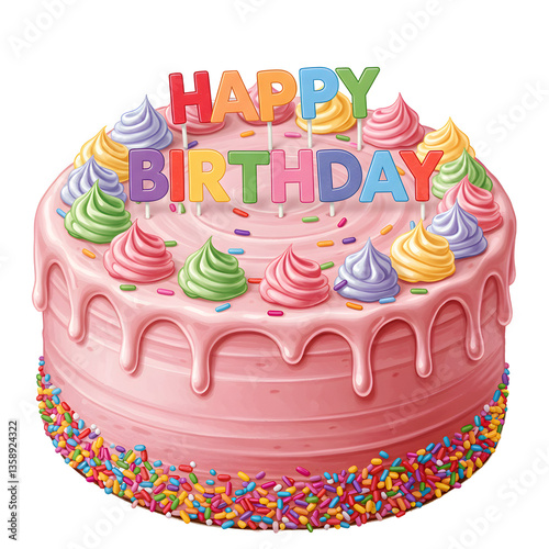 Birthday Cake, Happy Birthday Cake, Birthday Cake Illustration