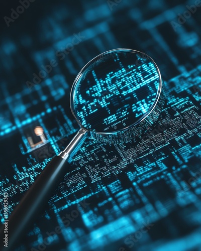 Security Audit Cybersecurity Scan with Magnifying Glass