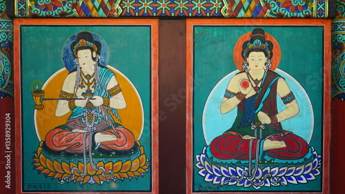 한국 사찰의 벽에 그려진 인도 스타일의 벽화