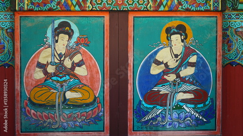 한국 사찰의 벽에 그려진 인도 스타일의 벽화