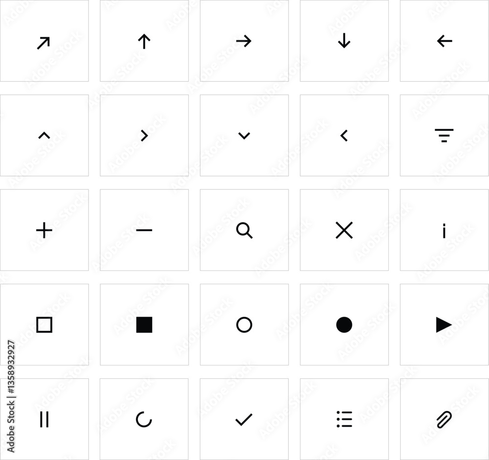 Basic minimal Iconography set for UI kit. Media player icons. Audio settings thin line, glyph vector symbols set. Play and stop sound. Multimedia mobile app buttons. Web design elements collection Basic minimal Iconography set for UI kit. Media player icons. Audio settings thin line, glyph vector symbols set. Play and stop sound. Multimedia mobile app buttons. Web design elements collection