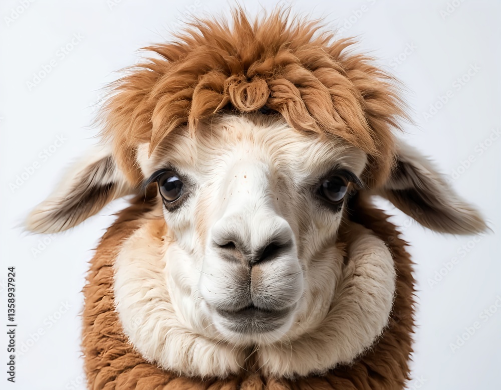 Fototapeta premium Close-up Portrait of a Brown Alpaca