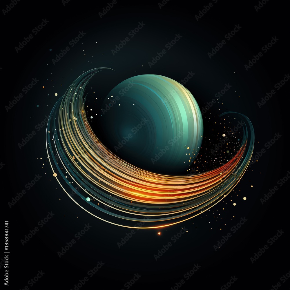 Obraz premium Cosmic and Otherworldly Minimalistic Design with Thin Lines