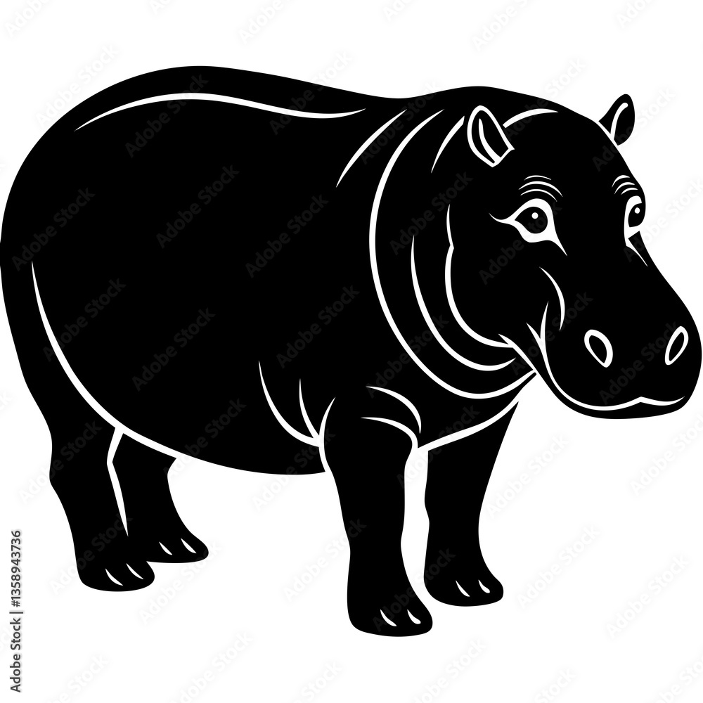 Fototapeta premium Stunning hippopotamus animal vector design for your creative projects.