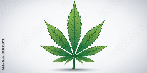 Vector Illustration of a Cannabis Leaf with Clean Lines and Smooth Gradients