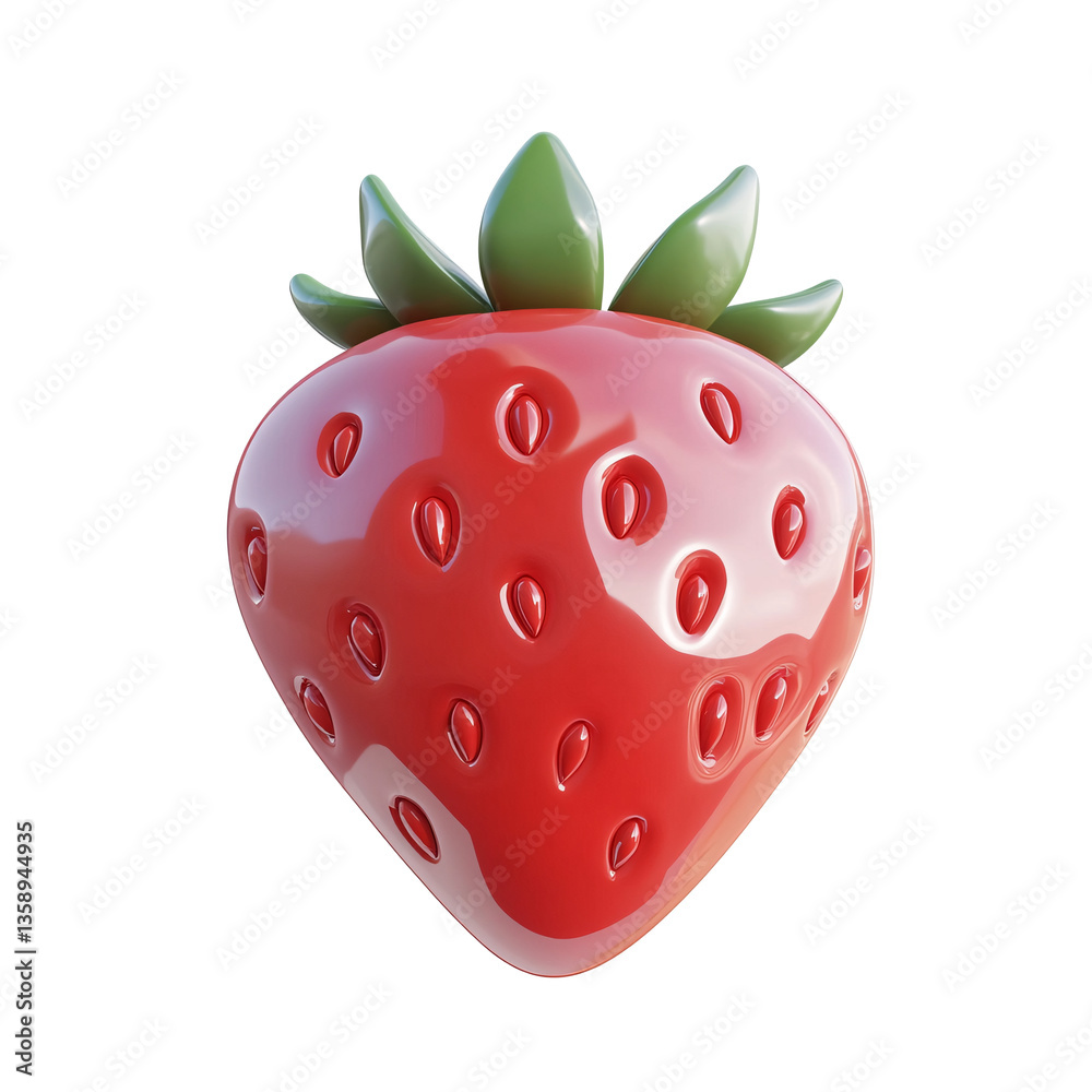 Obraz premium Red strawberry isolated on transparent background, 3D rendering.