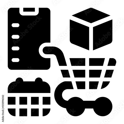 Shopping Schedule, Monthly Shopping, Shopping Plan Glyph Solid Icon
