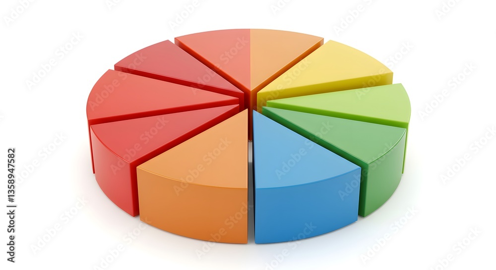Obraz premium Colorful 3D pie chart segments.