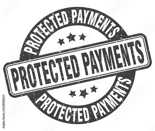 protected payments stamp. protected payments label. round grunge sign