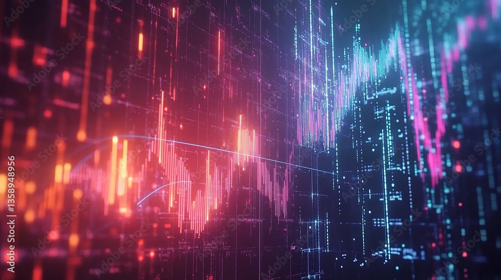 Obraz premium Dynamic Financial Growth Concept with Colorful Data Visualization
