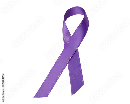 Purple Ribbon On a Transparent Background.