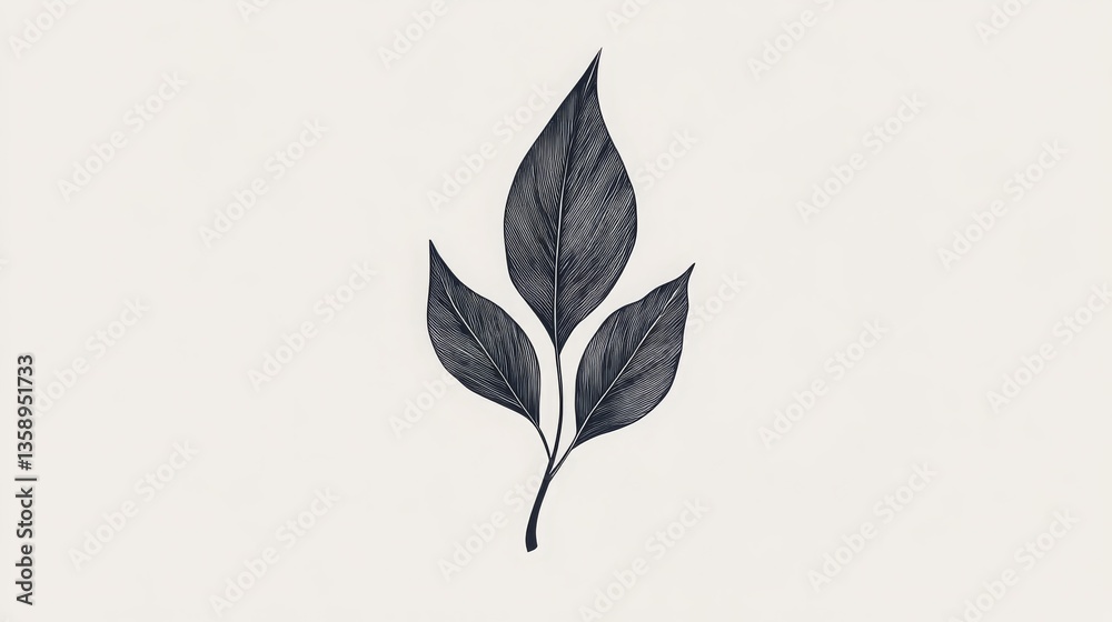 A minimalist curved leaf illustration with no background. A minimalist curved leaf illustration with no background.