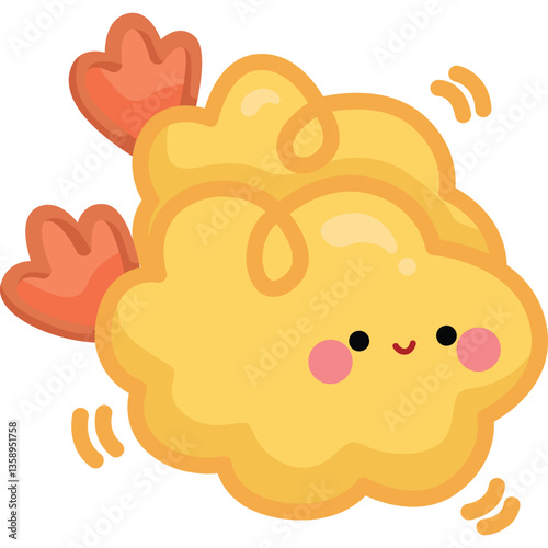 a vector of a cute tempura in black and white coloring