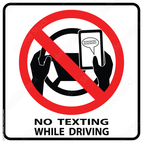 No texting, no cell phone use while driving vector sign