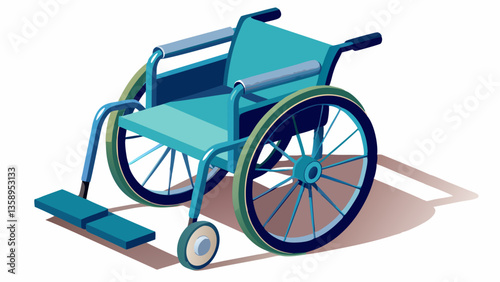 Wheelchair isolated on white background, copy space, view from behind. 3d illustration