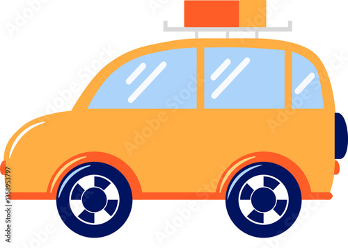 vector illustration of car with luggage