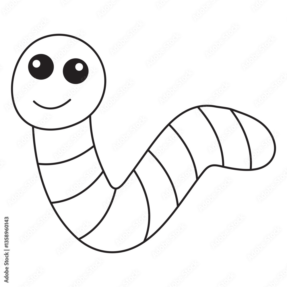 Fototapeta premium Worm Coloring Page. Vector Illustration