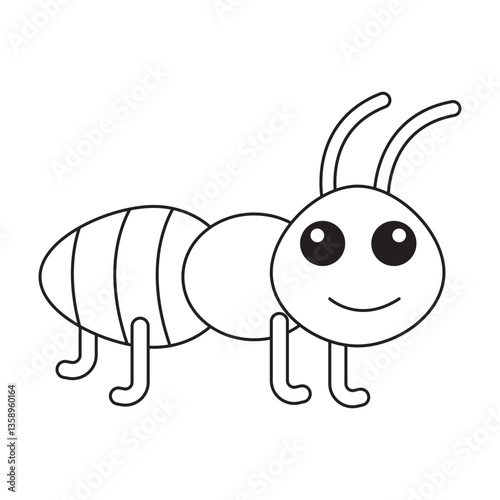 Ant Coloring Page. Vector Illustration