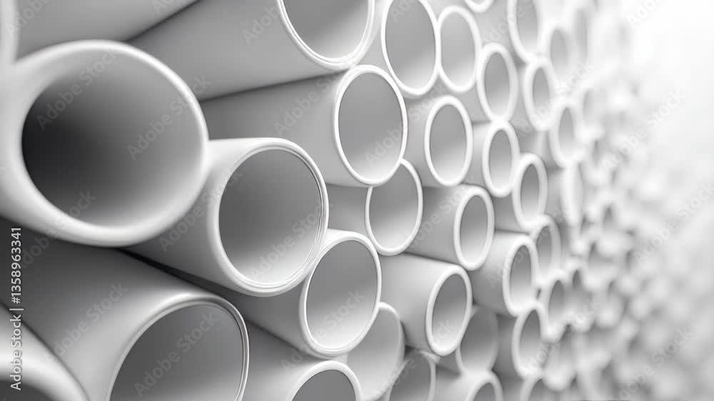 video of Bundle of white PVC pipes, ready for use, durable PVC pipes displayed 
