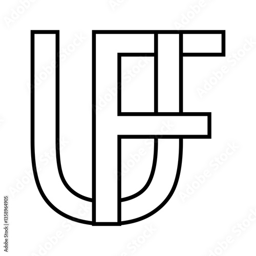 Logo sign uf fu icon, double letters logotype u f